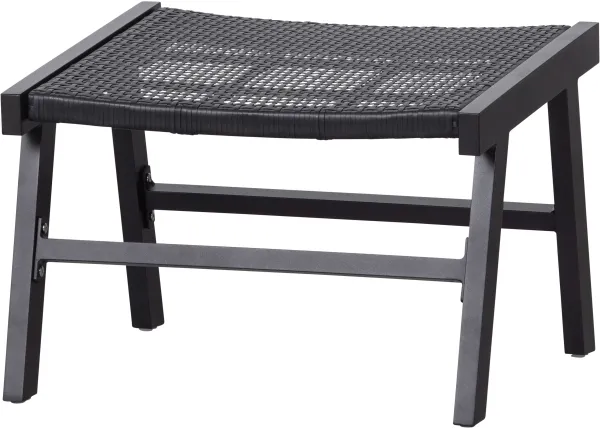 WOOOD EXCLUSIVE Puk fodskammel, til inde og ude brug - sort polyethylen og aluminium (57x54)